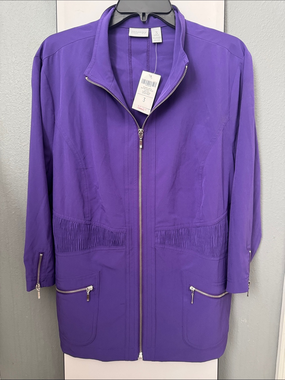 Chicos Zenergy Purple Zip-Front Utility Jacket - NWT